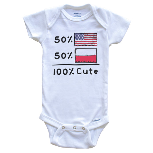 50% American 50% Polish 100% Cute Poland USA Flags Baby Onesie