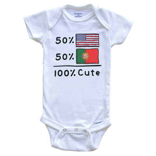 50% American 50% Portuguese 100% Cute Portugal USA Flags Baby Onesie