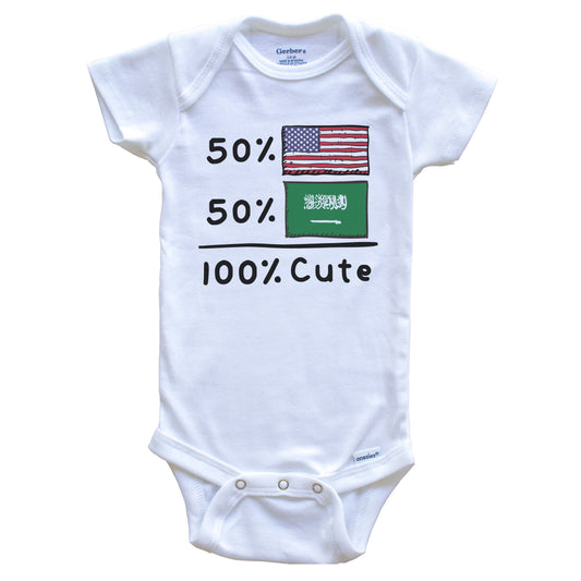 50% American 50% Saudi 100% Cute Saudi Arabia USA Flags Baby Onesie