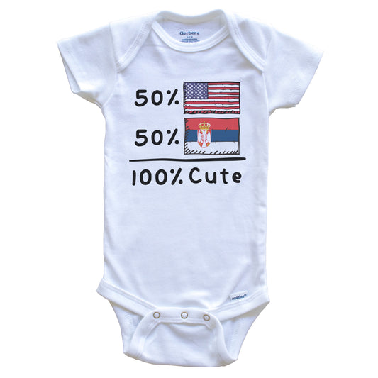 50% American 50% Serbian 100% Cute Serbia USA Flags Baby Onesie