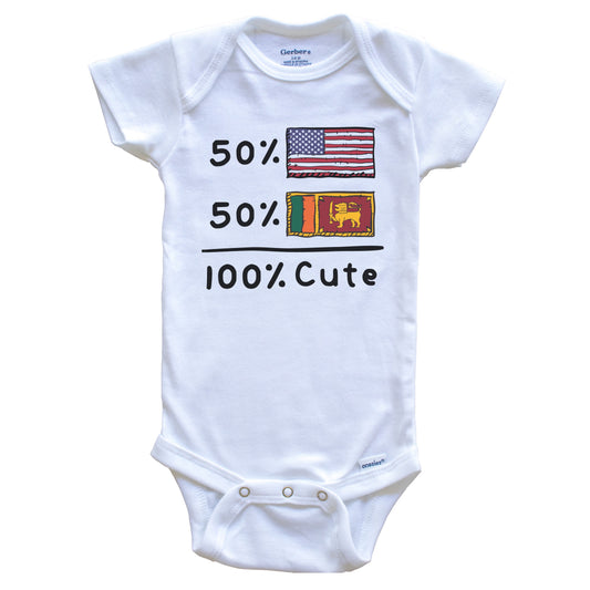 50% American 50% Sri Lankan 100% Cute Sri Lanka USA Flags Baby Onesie