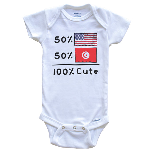 50% American 50% Tunisian 100% Cute Tunisia USA Flags Baby Onesie