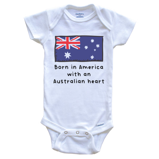 Born In America With An Australian Heart Cute Australia Flag Baby Onesie