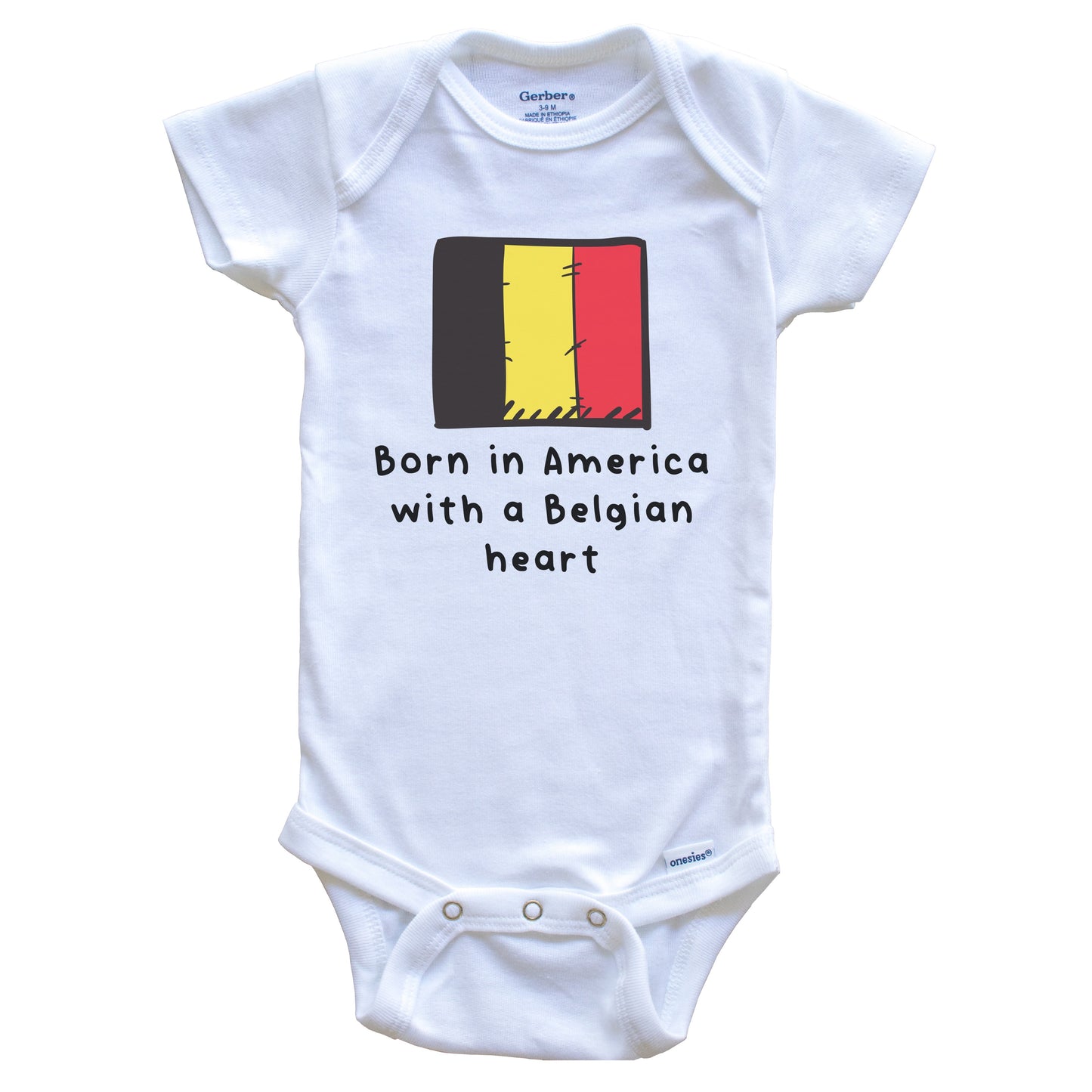 Born In America With A Belgian Heart Cute Belgium Flag Baby Onesie