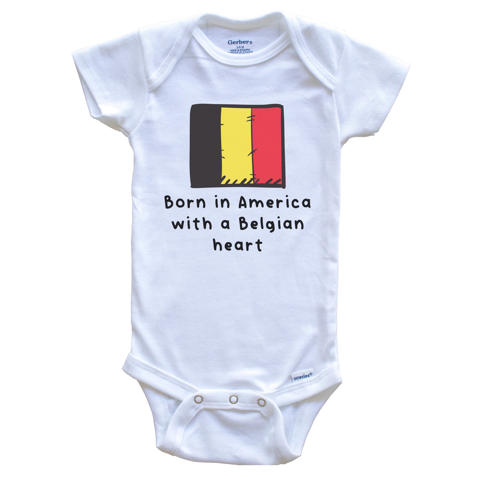 Born In America With A Belgian Heart Cute Belgium Flag Baby Onesie