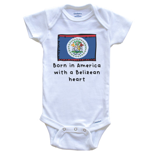 Born In America With A Belizean Heart Cute Belize Flag Baby Onesie