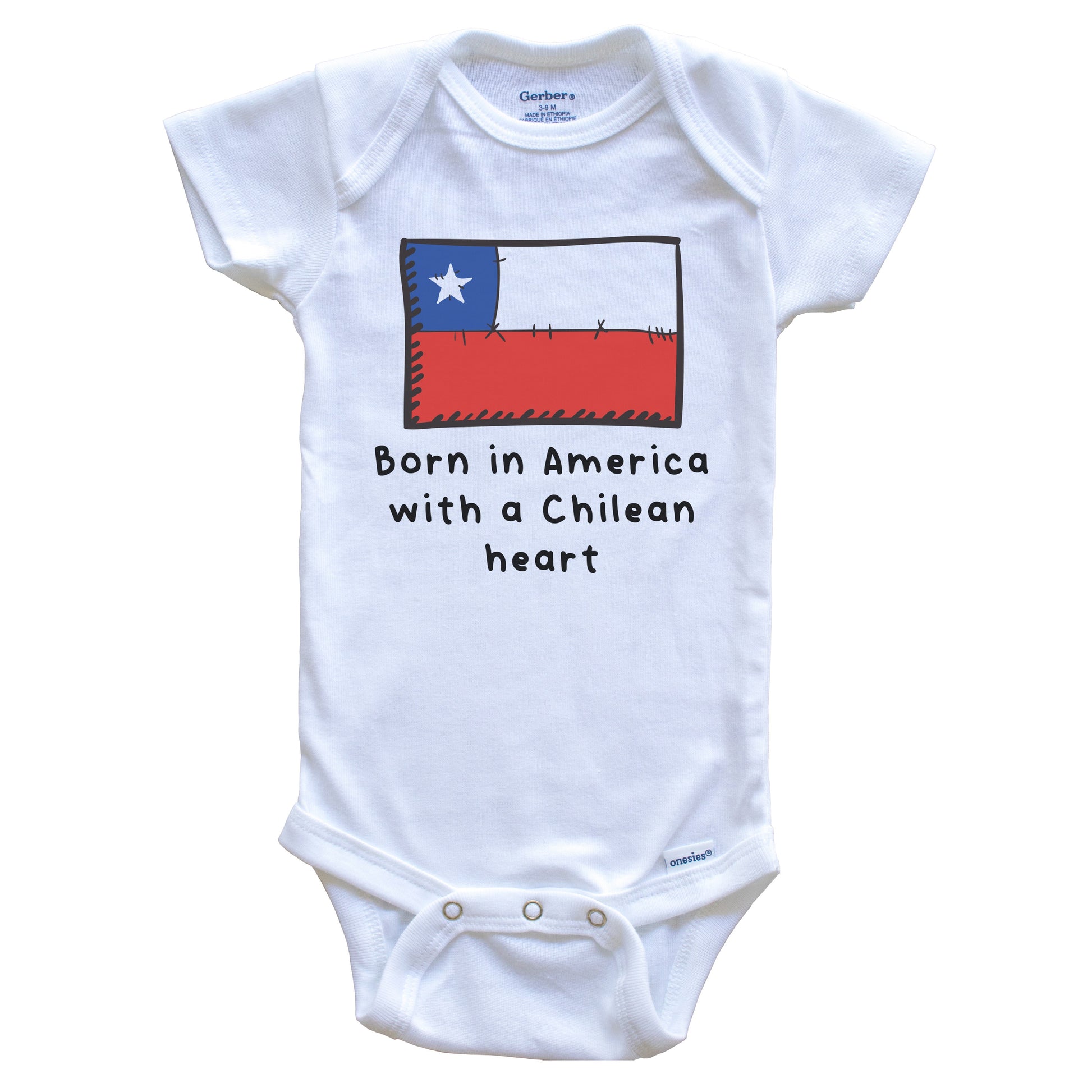 Born In America With A Chilean Heart Cute Chile Flag Baby Onesie