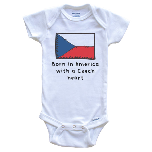 Born In America With A Czech Heart Cute Czech Republic Flag Baby Onesie