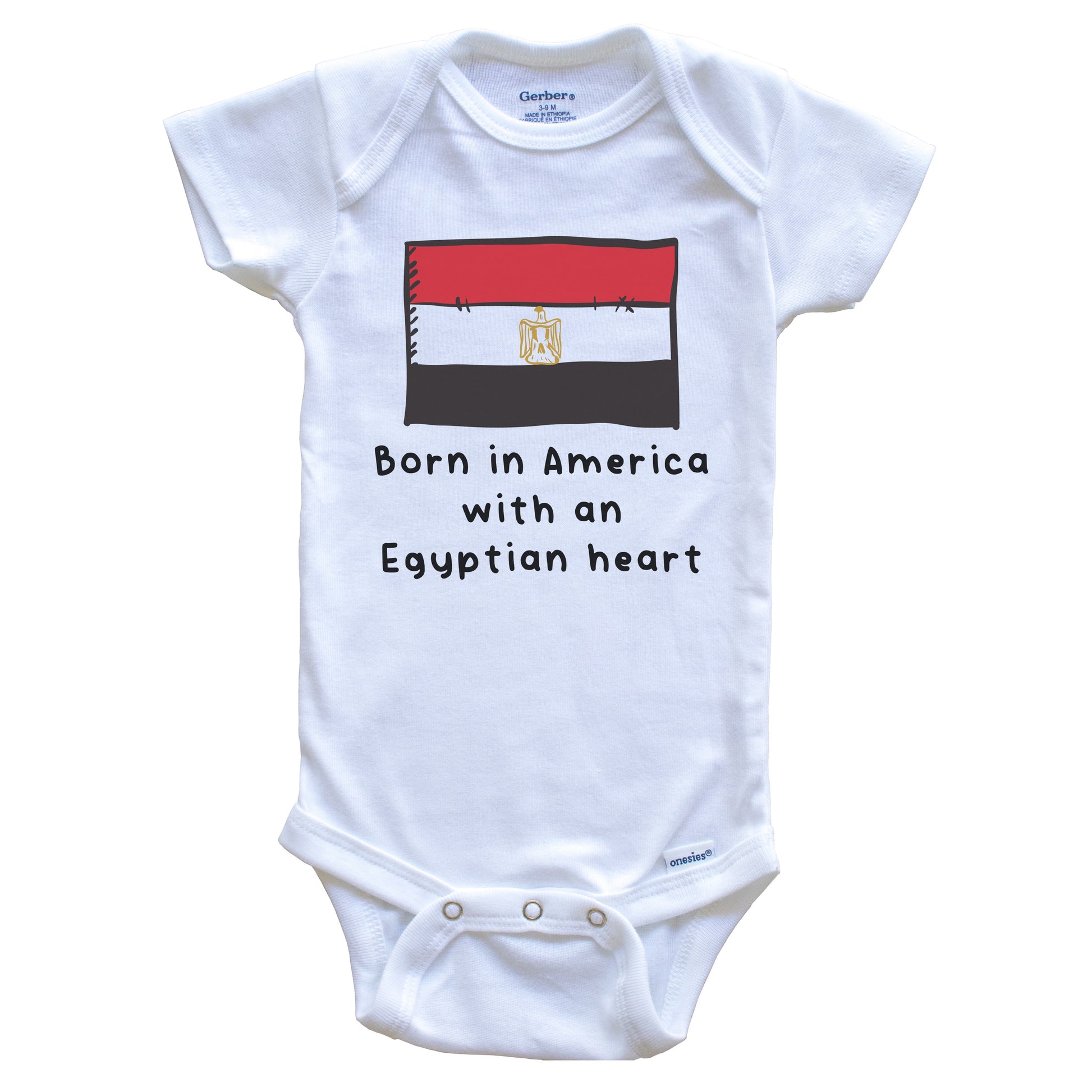 Born In America With An Egyptian Heart Cute Egypt Flag Baby Onesie