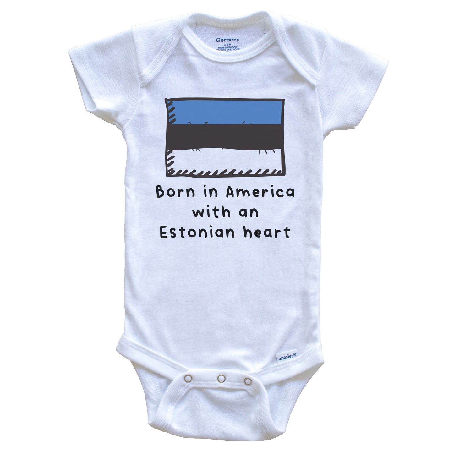 Born In America With An Estonian Heart Cute Estonia Flag Baby Onesie