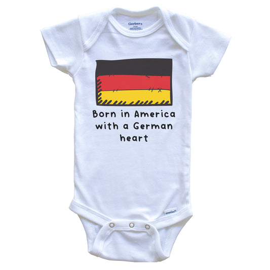 Born In America With A German Heart Cute Germany Flag Baby Onesie