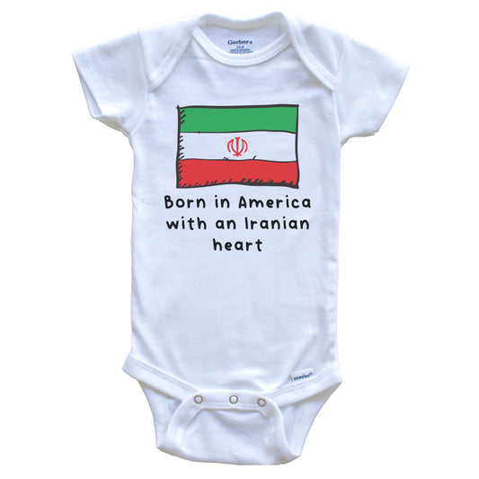Born In America With An Iranian Heart Cute Iran Flag Baby Onesie