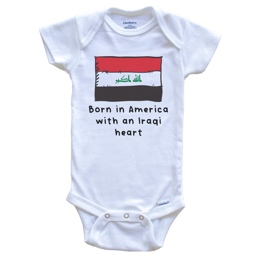 Born In America With An Iraqi Heart Cute Iraq Flag Baby Onesie