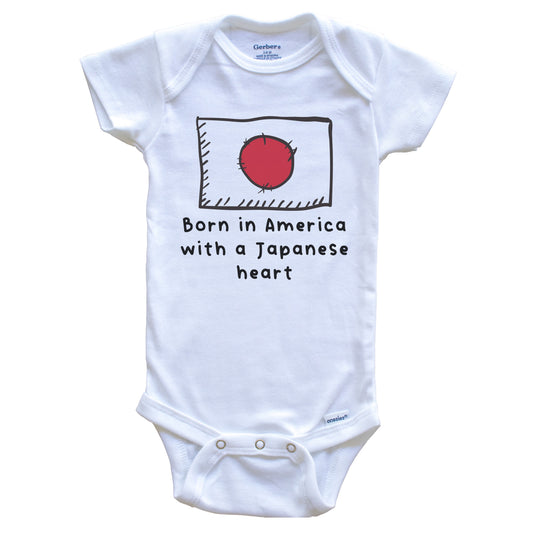 Born In America With A Japanese Heart Cute Japan Flag Baby Onesie