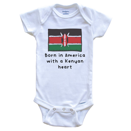 Born In America With A Kenyan Heart Cute Kenya Flag Baby Onesie