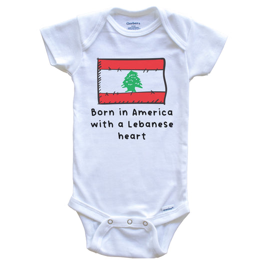 Born In America With A Lebanese Heart Cute Lebanon Flag Baby Onesie