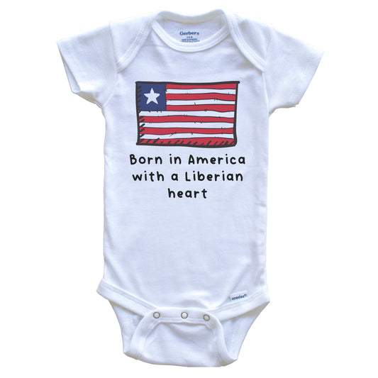 Born In America With A Liberian Heart Cute Liberia Flag Baby Onesie