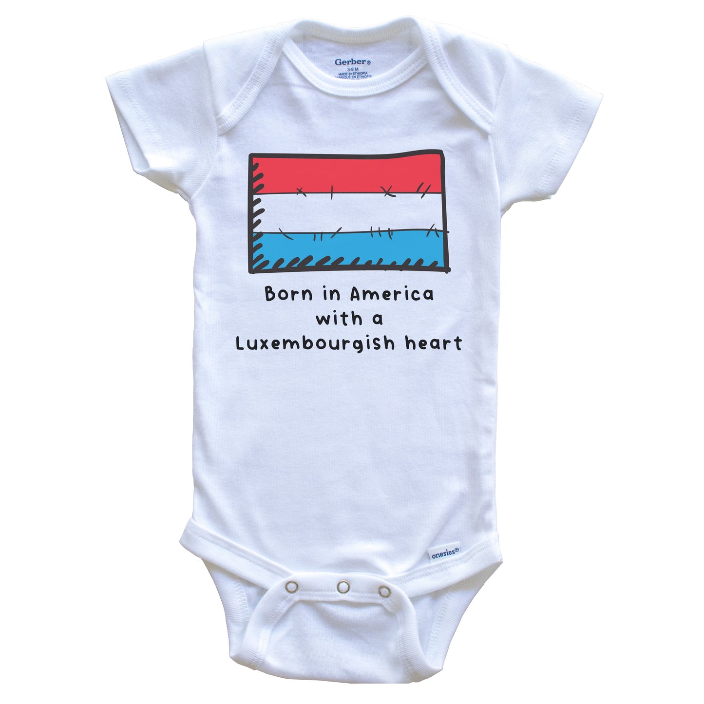 Born In America With A Luxembourgish Heart Cute Luxembourg Flag Baby Onesie