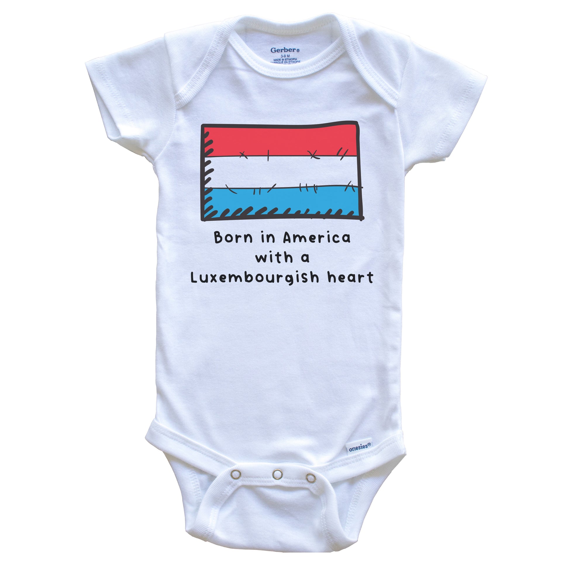 Born In America With A Luxembourgish Heart Cute Luxembourg Flag Baby Onesie