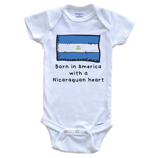 Born In America With A Nicaraguan Heart Cute Nicaragua Flag Baby Onesie