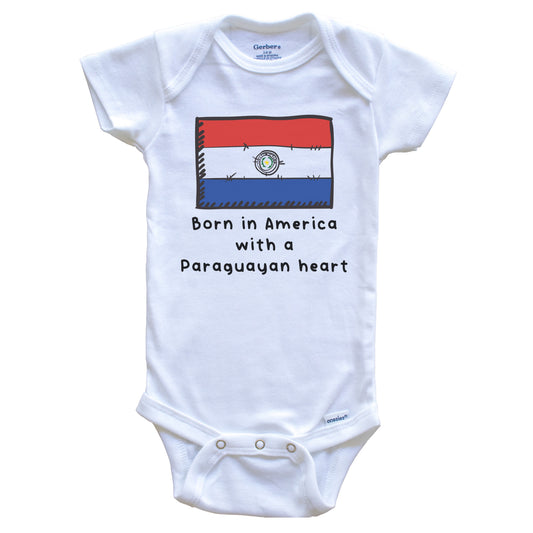 Born In America With A Paraguayan Heart Cute Paraguay Flag Baby Onesie