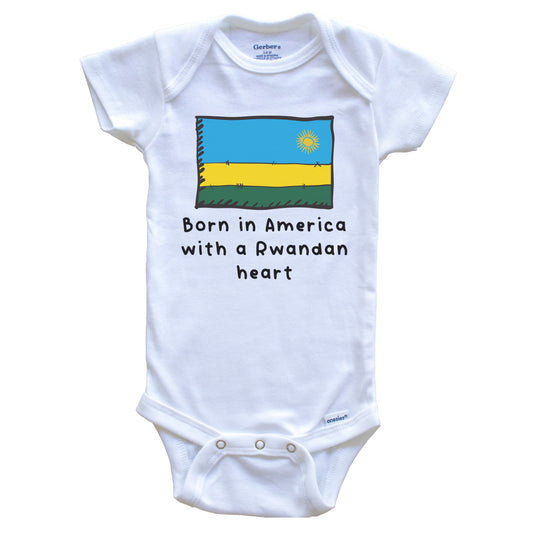 Born In America With A Rwandan Heart Cute Rwanda Flag Baby Onesie