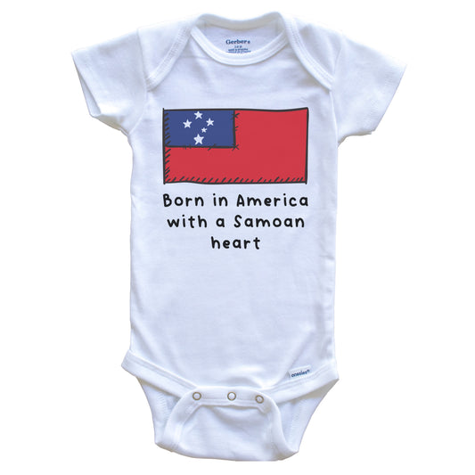Born In America With A Samoan Heart Cute Samoa Flag Baby Onesie
