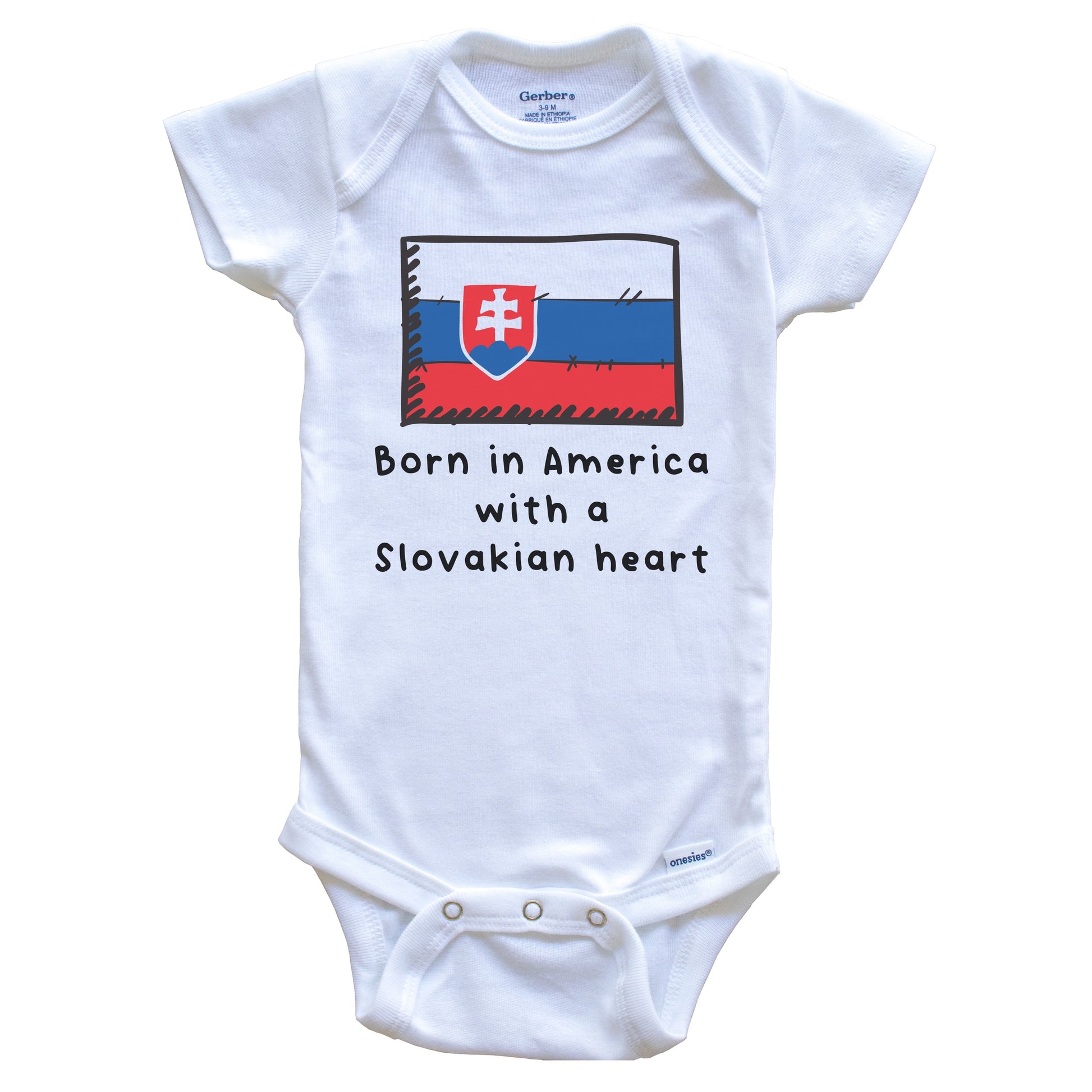 Born In America With A Slovakian Heart Cute Slovakia Flag Baby Onesie