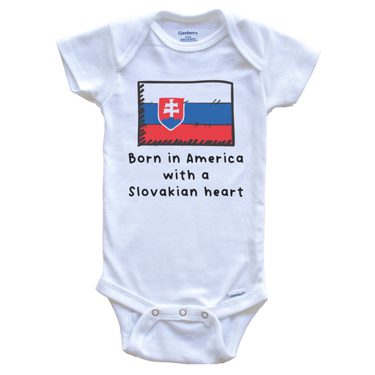 Born In America With A Slovakian Heart Cute Slovakia Flag Baby Onesie