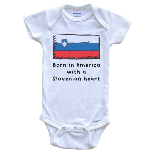 Born In America With A Slovenian Heart Cute Slovenia Flag Baby Onesie