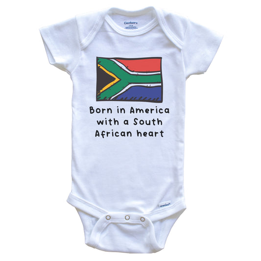 Born In America With A South African Heart Cute South Africa Flag Baby Onesie