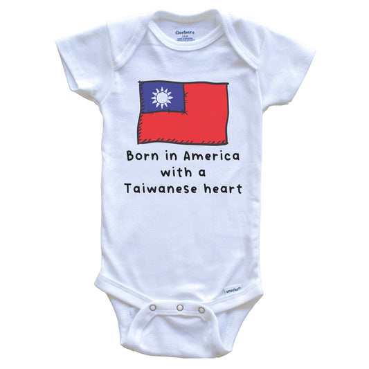 Born In America With A Taiwanese Heart Cute Taiwan Flag Baby Onesie