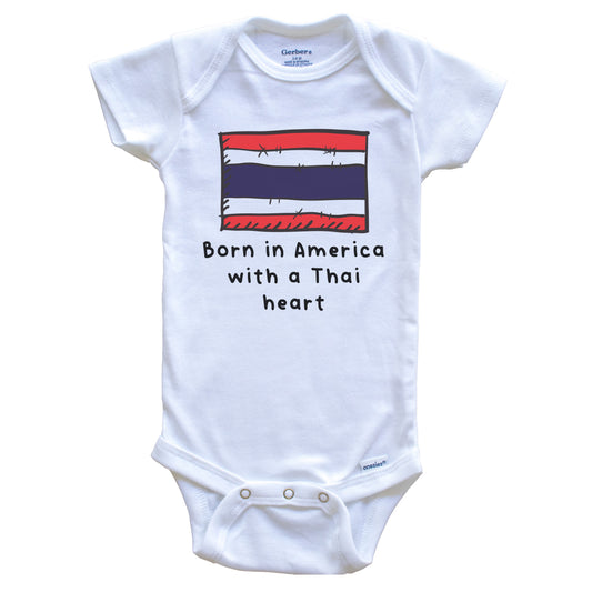 Born In America With A Thai Heart Cute Thailand Flag Baby Onesie