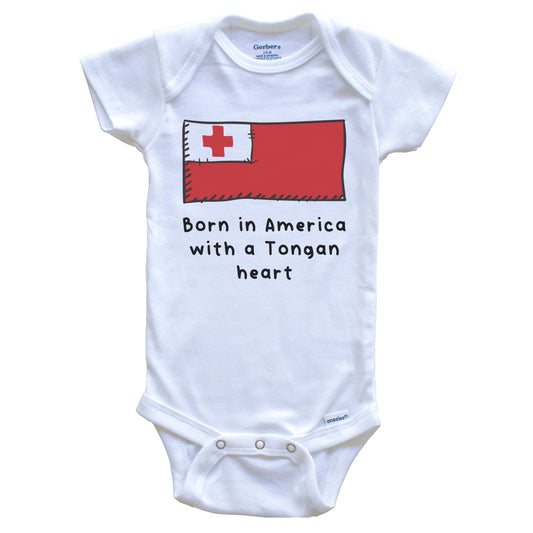 Born In America With A Tongan Heart Cute Tonga Flag Baby Onesie