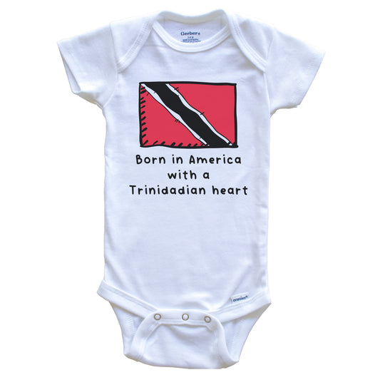 Born In America With A Trinidadian Heart Cute Trinidad and Tobago Flag Baby Onesie