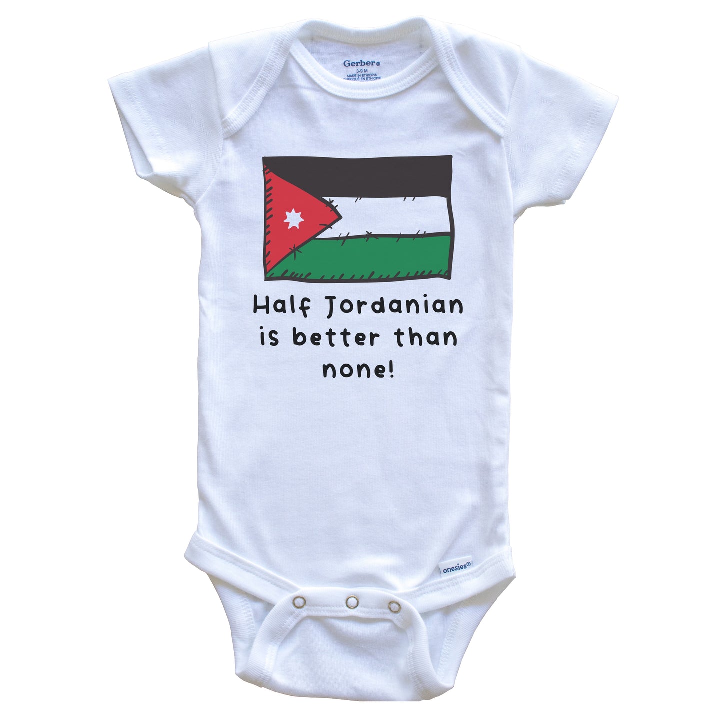 Half Jordanian Is Better Than None Funny Jordan Flag Baby Onesie