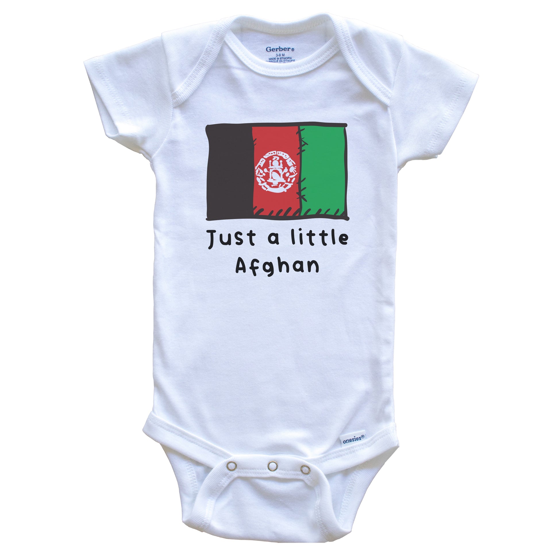 Just A Little Afghan Funny Cute Afghanistan Flag Baby Onesie