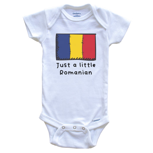 Just A Little Romanian Funny Cute Romania Flag Baby Onesie