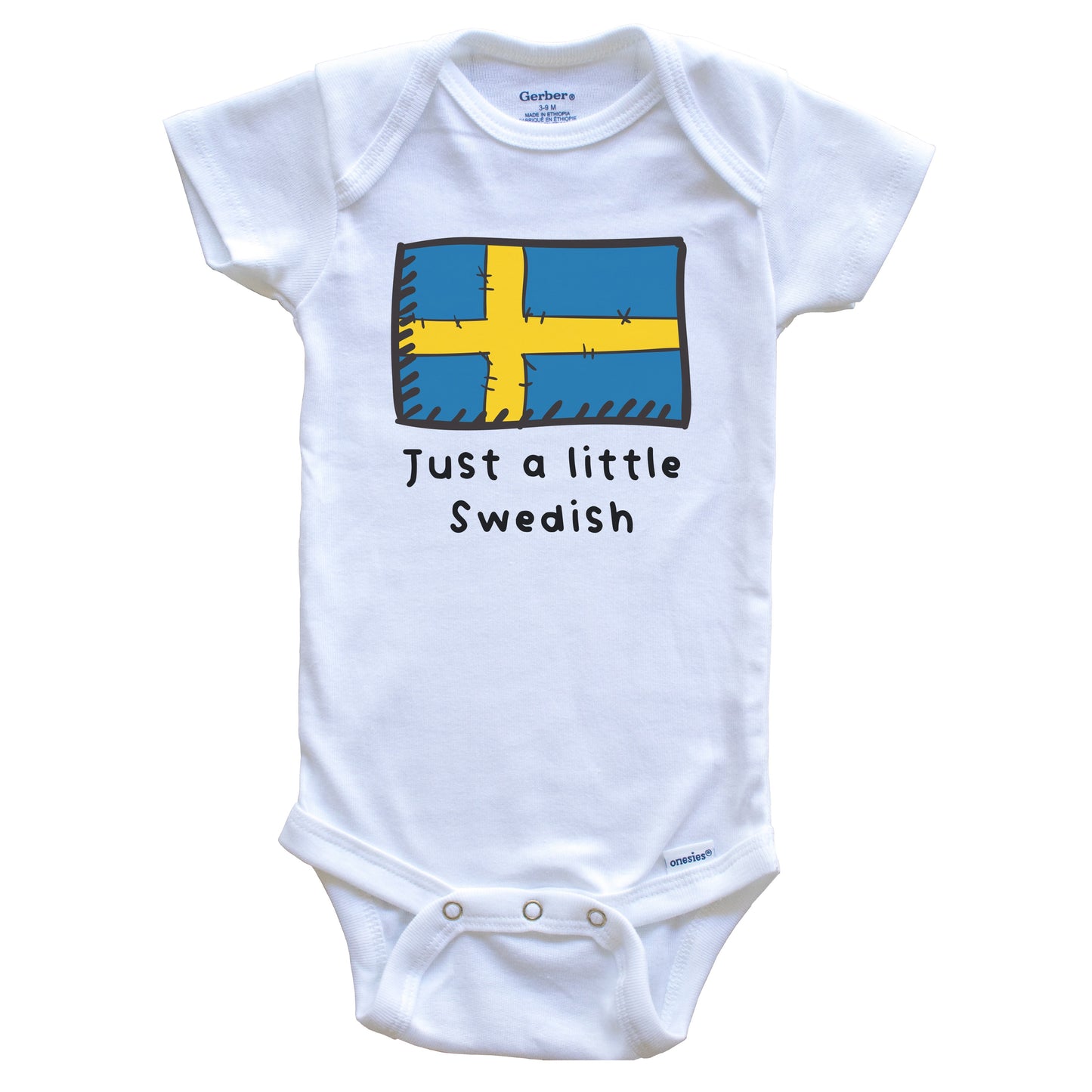 Just A Little Swedish Funny Cute Sweden Flag Baby Onesie