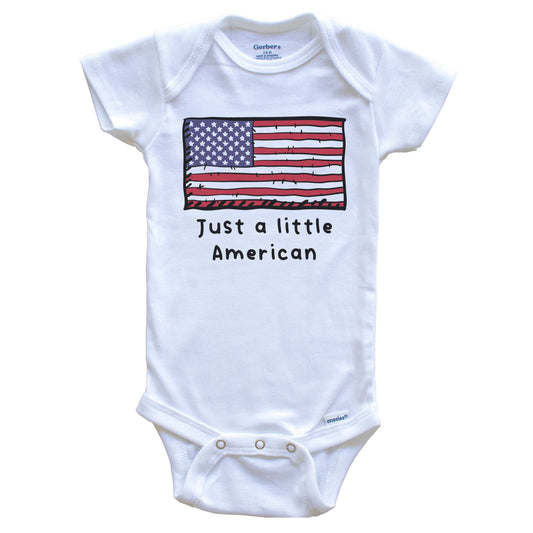 Just A Little American Funny Cute United States Flag Baby Onesie
