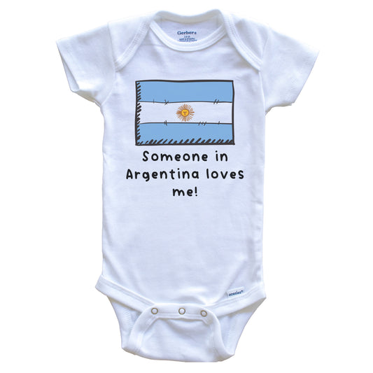 Someone in Argentina Loves Me Argentinian Flag Baby Onesie