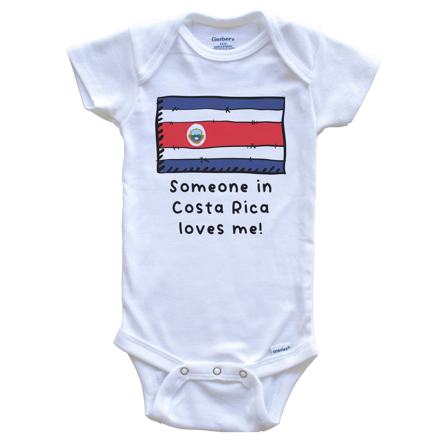 Someone in Costa Rica Loves Me Costa Rican Flag Baby Onesie