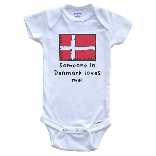 Someone in Denmark Loves Me Danish Flag Baby Onesie