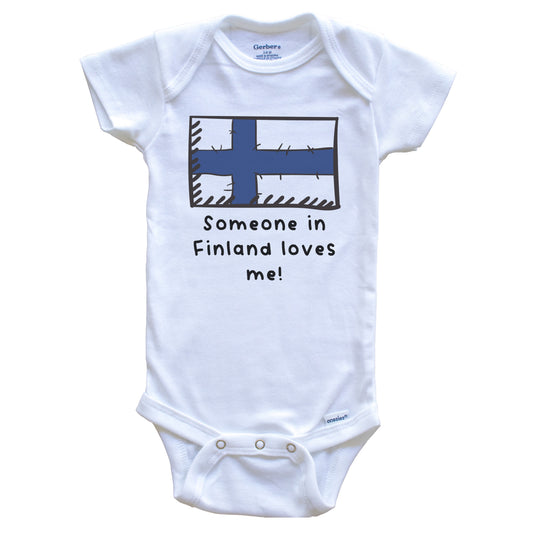 Someone in Finland Loves Me Finnish Flag Baby Onesie