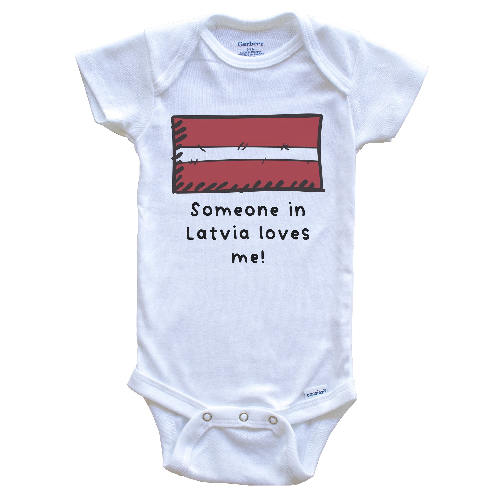 Someone in Latvia Loves Me Latvian Flag Baby Onesie