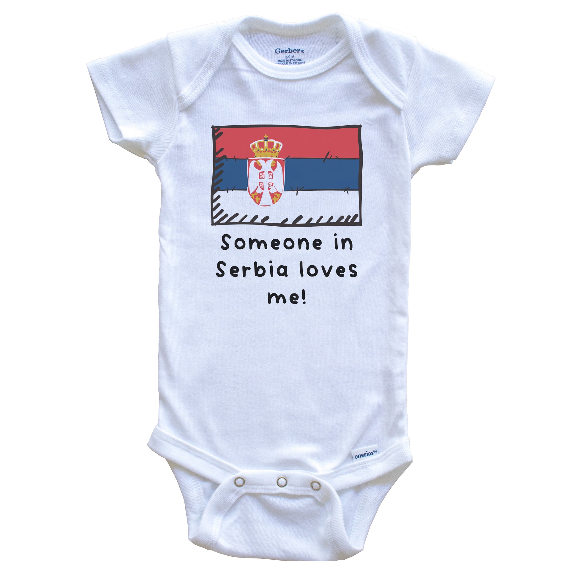 Someone in Serbia Loves Me Serbian Flag Baby Onesie