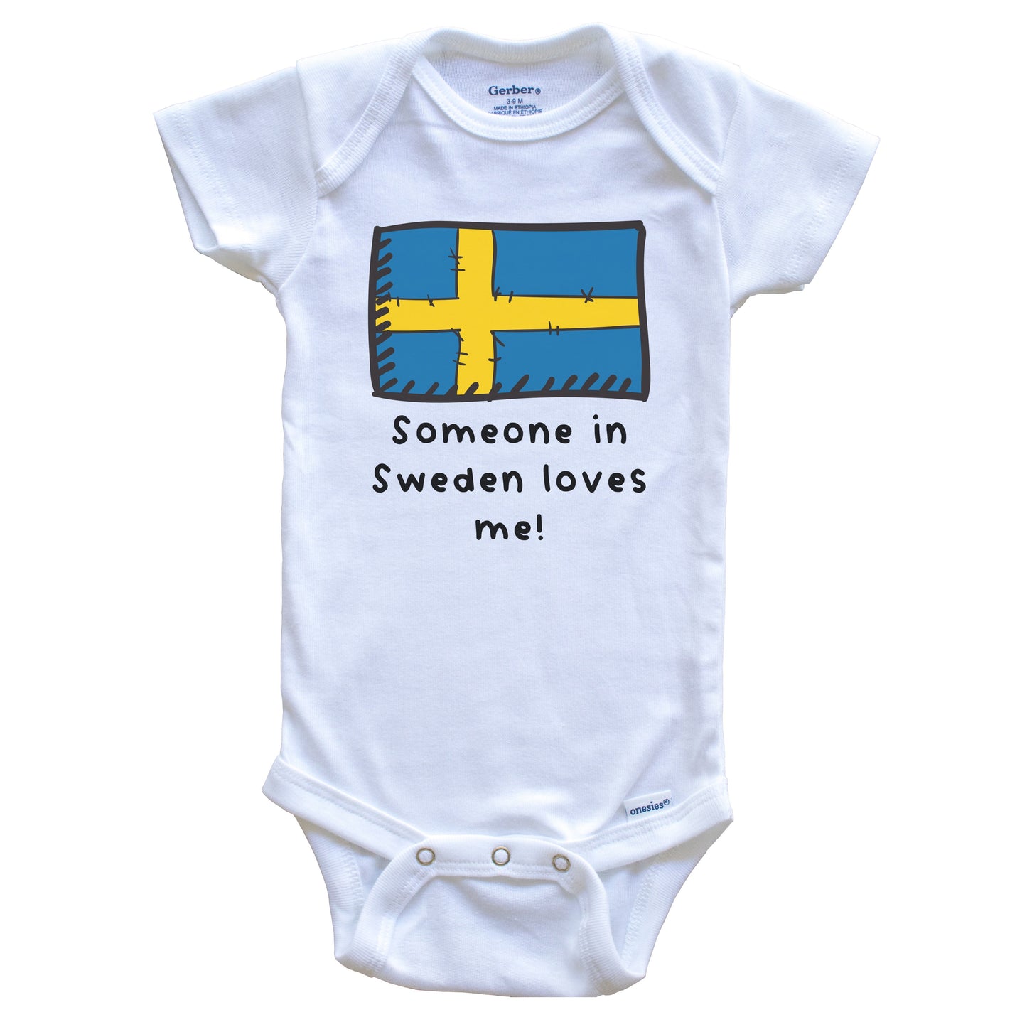 Someone in Sweden Loves Me Swedish Flag Baby Onesie