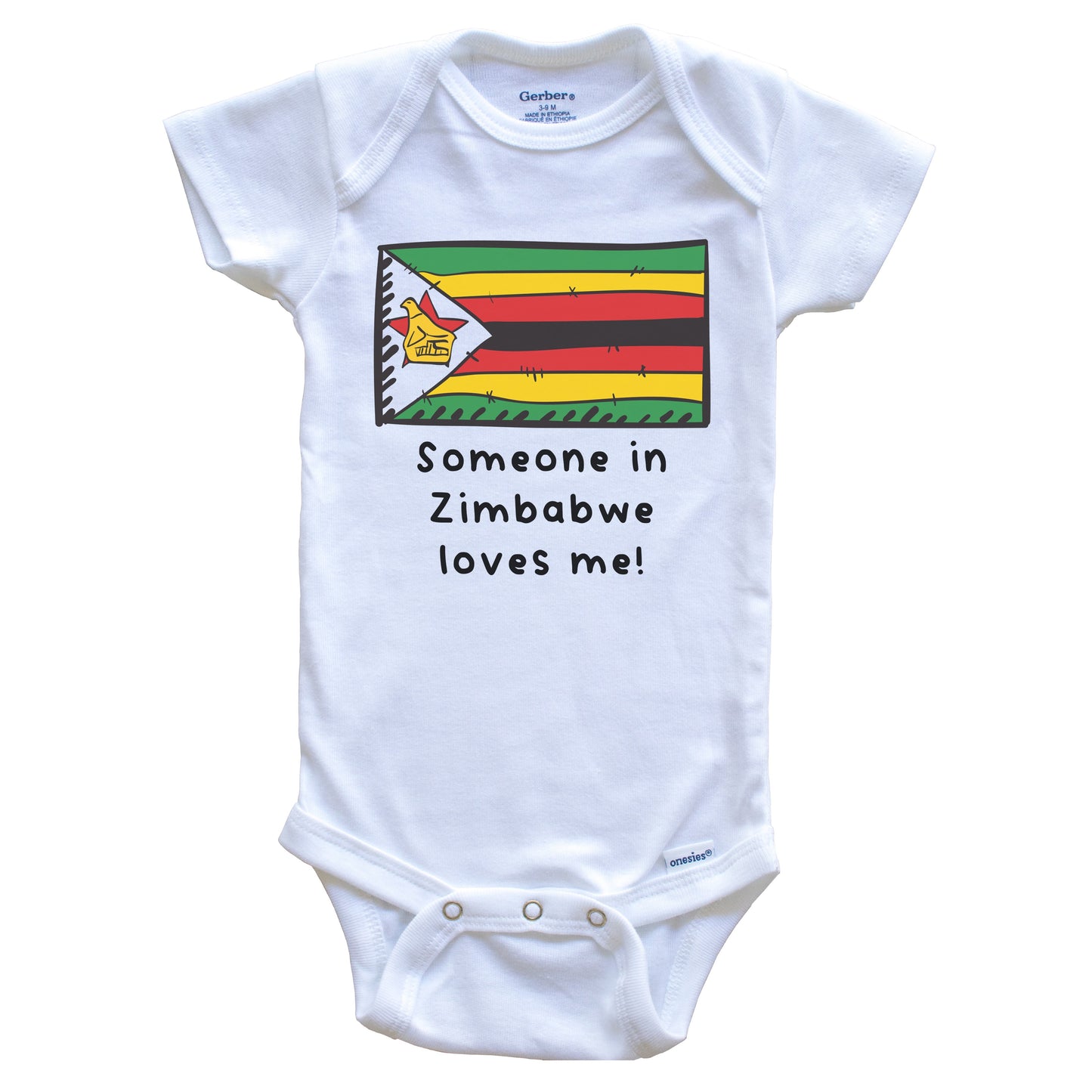 Someone in Zimbabwe Loves Me Zimbabwean Flag Baby Onesie