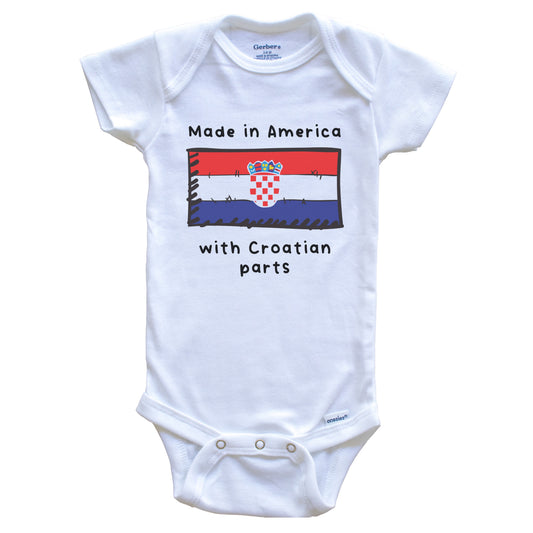 Made In America With Croatian Parts Croatia Flag Baby Onesie