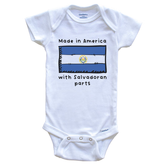 Made In America With Salvadoran Parts El Salvador Flag Baby Onesie